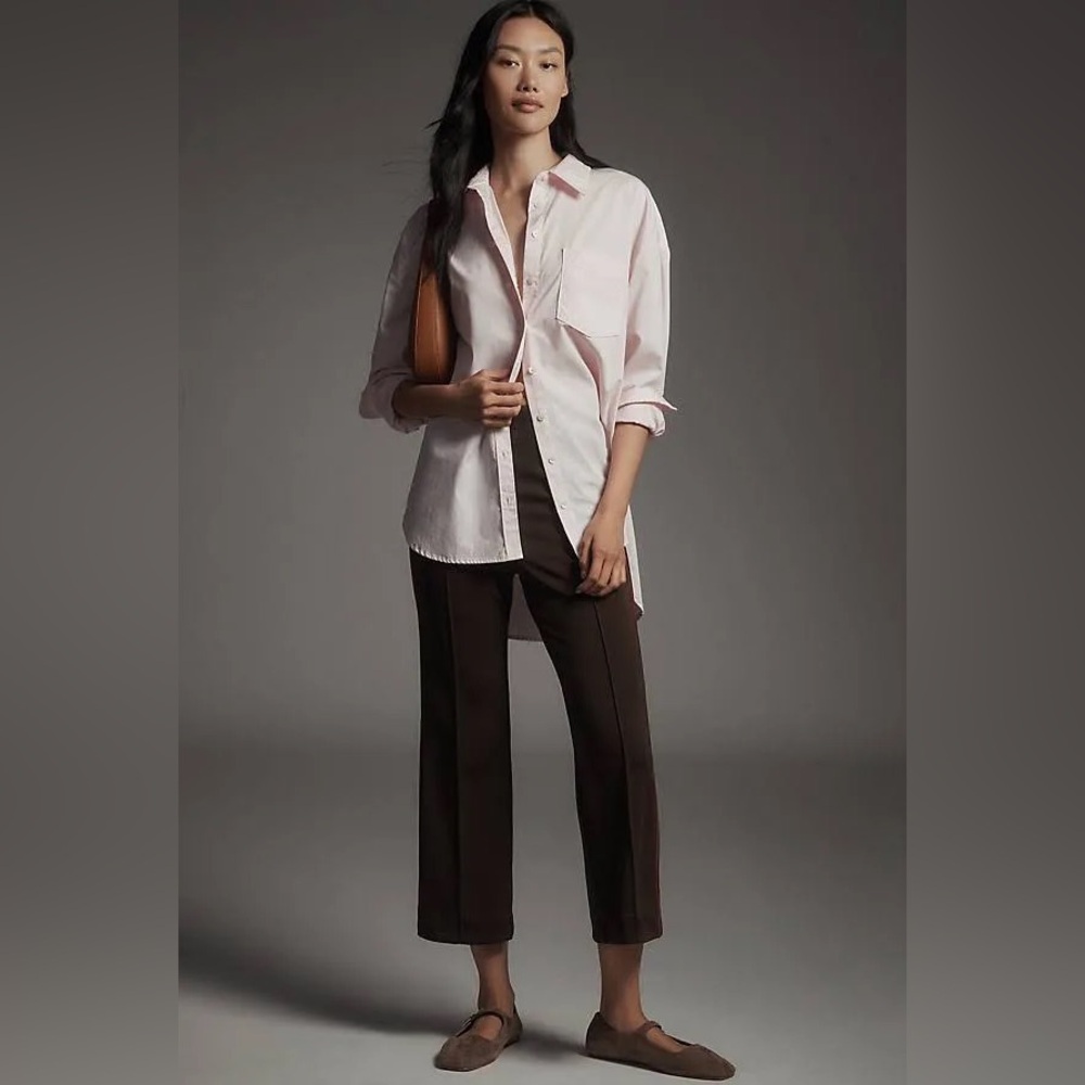 NWT Anthropologie Maeve Fitted Brown Track Pants Size Medium Tall Sporty Stylish